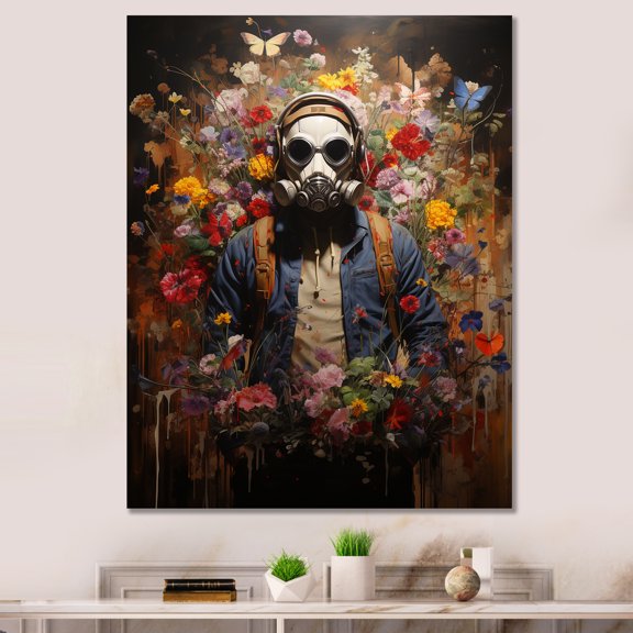 Designart "Botanical Beauty Urban Flora Art" Fashion Canvas Wall Art - Glam Yellow Pop Art Living Room Canvas Art