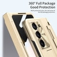 thumbnail image 5 of SaniMore for Samsung Galaxy Z Fold 6 Folding Magnetic Hinge Protection Case with Tempered Glass Film, PU Leather Cover with Wireless Charging & Kickstand Full Body Protective Shell, Gold, 5 of 8