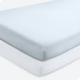 thumbnail image 1 of Bare Home Sábanas Ajustables Paquete de 2, Colección Premium 1800, Ultra Suaves, para Cuna, Azul Cielo/blanco, 1 of 7