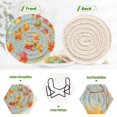 thumbnail image 4 of 6 Pcs Drink Coasters with Holder 3.94in Woven Coasters for Drinks Colorful Autumn Maple Leaves Coaster Set for Protection Table, 4 of 7