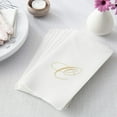 thumbnail image 5 of LINEN FEEL DISPOSABLE MONOGRAMMED GUEST TOWELS | Initial “C” | 24 pc | for Upscale Wedding and Dining (Ivory/Gold), 5 of 5
