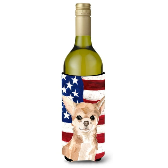 Carolines Treasures BB9376LITERK Chihuahua Patriotic Wine Bottle Beverge Insulator Hugger  Wine Bottle multicolor