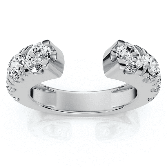 Pompeii 2Ct Lyric Diamond Open Guard Ring Wedding Band 14k Gold Lab Grown (E/F,VS1-VS2)