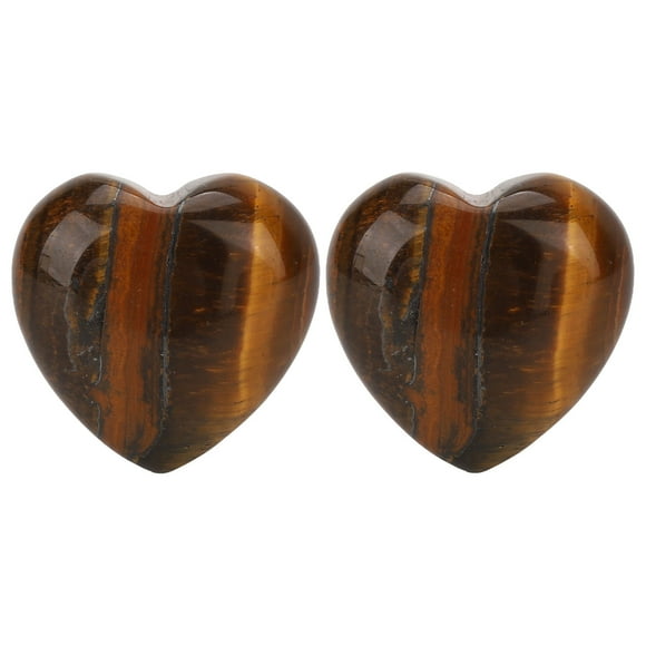 2pcs Tigerite Stone Heart Shape Shiny Gloss Exquisite Smooth Decorative Stone for Rockery Flower Pots Fish Tank 6cm / 2.4in