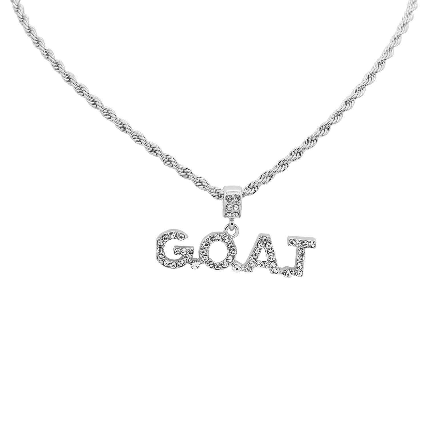 White Gold-Tone Hip Hop Bling Simulated Crystal CursiveHustle Letter Pendant with 24 Tennis Chain and 24 Rope Chain 