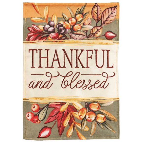 Magnolia Gardens M001413 29 x 42 in. Thankful & Blessed Double Applique Garden Flag - Large