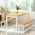 thumbnail image 6 of Baxluxe Dining Table Set, Rectangular Dining Table with Bench Set, Dining Table Set for 2-4 for Apartment, Kitchen and Dining Room, Beige, 6 of 7