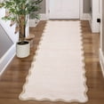 thumbnail image 4 of Garvee 2'x6' Modern Scalloped Runner Rug Washable Rug with Non Slip Backing, Neutral Farmhouse Soft Low Pile Carpet for Hallway Bedroom Home Office, Beige, 4 of 8