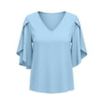 thumbnail image 4 of Kezqiaxn 3/4 Sleeve Tops for Women V-Neck Ruffled Casual Loose Shirts Summer Business Dressy Work Blouses, 4 of 8