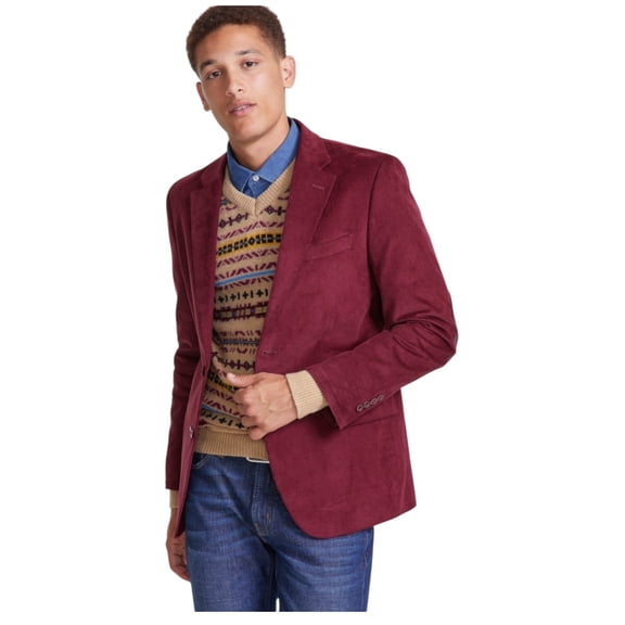 Nautica Mens Modern fit Cotton Sport Coat Blazer 40 S Red Solid Stretch