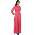 thumbnail image 2 of Bimba Women's Long Sleeve Maxi Mandarin Collar Plain Jilbab Dress With Pockets, 2 of 5
