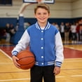 thumbnail image 5 of GiLiling Kids Color Block Baseball Jacket for Boys Girls, Lightweight Button Coat with Pockets, Casual Daily School Outerwear Top Wear (Blue, 9-10 Years), 5 of 7