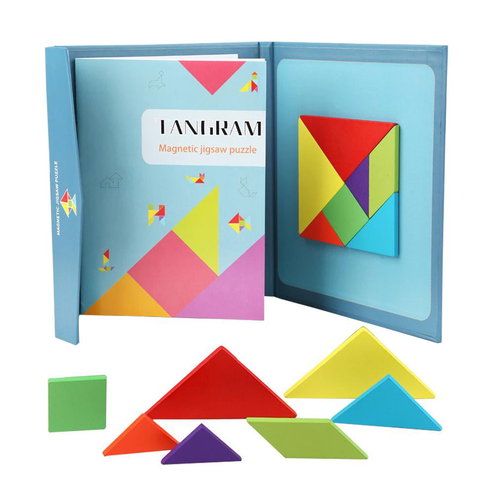 Details about   Children Wooden Magnetic Tangram Puzzle Shape Game Educational Book Kids Toys 