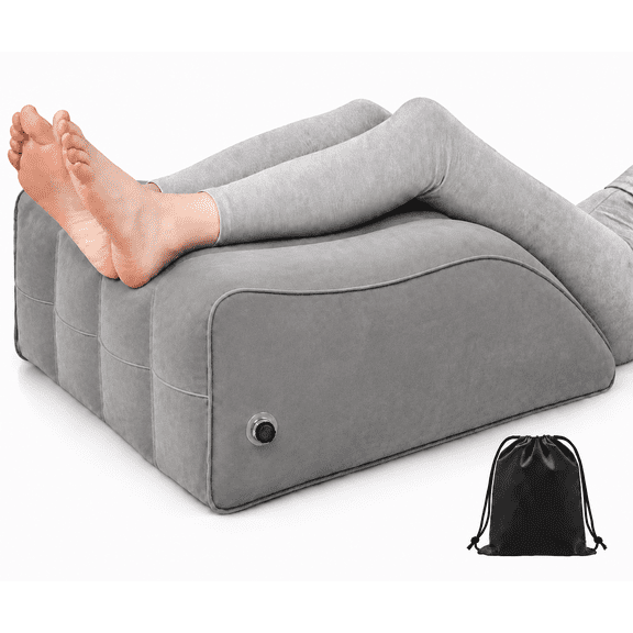 FanYule Inflatable Wedge Pillow, Leg Elevation Support Cushion with Storage Bag, Portable for Home, Bed, Travel and Recovery, Grey