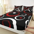 thumbnail image 3 of jejeloiu Geometric Circle Queen Sheet Sets,Modern Abstract Geometric Flat Sheet,Red White Black Queen Fitted Sheet For Children,Breathable Home Decor,4-Piece, 3 of 7