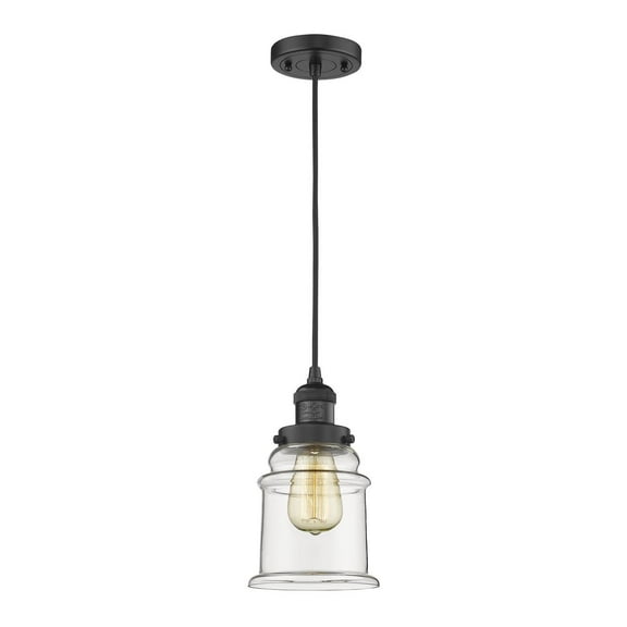 Innovations 1-LT Vintage LED Canton 6.5" Mini Pendant - Matte Black - 201C-BK-G182-LED