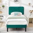 thumbnail image 2 of VECELO Set of 2 Twin Bed Frames, Modern Upholstered Platform Bed Frame with Adjustable Headboard, No Box Spring Needed, Dark Green, 2 of 8