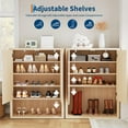 thumbnail image 4 of Modern Fluted Shoe Cabinet,5-Tier Farmhouse Shoe Cabinet with Adjustable Shelves,1 Open Shelf and 2 Doors,44.5" Tall Free Standing Shoe Storage Organizer for Entryway Hallway Living Room, 4 of 7