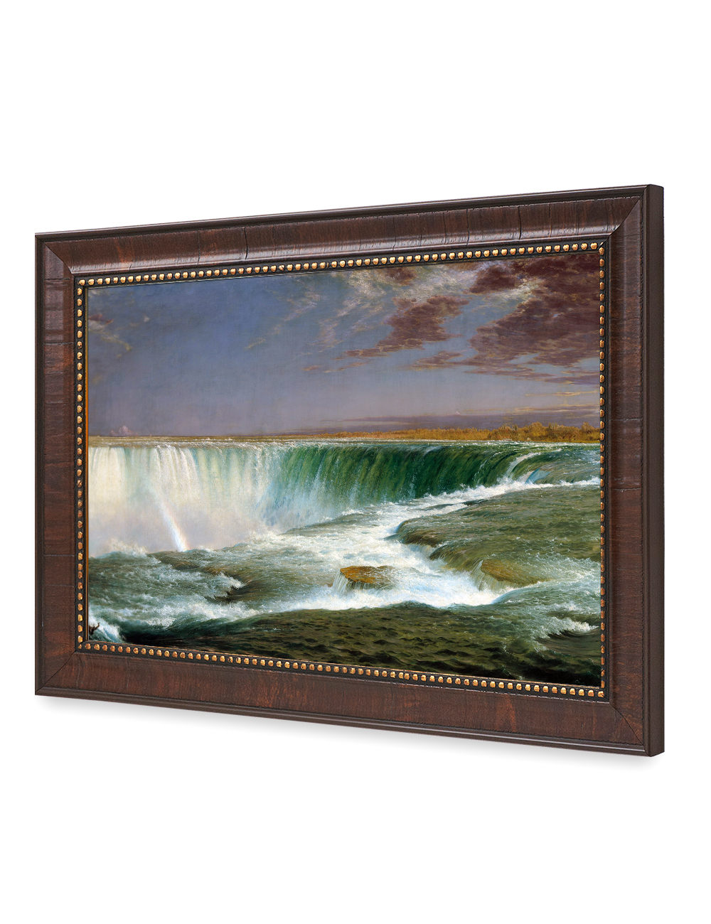 DECORARTS Niagara Falls by Frederic Edwin Church, Giclee Print on Canvas.  Ready to Hang Framed Wall Art for Home and Office Decor. Total Size w/ Frame:  21x15