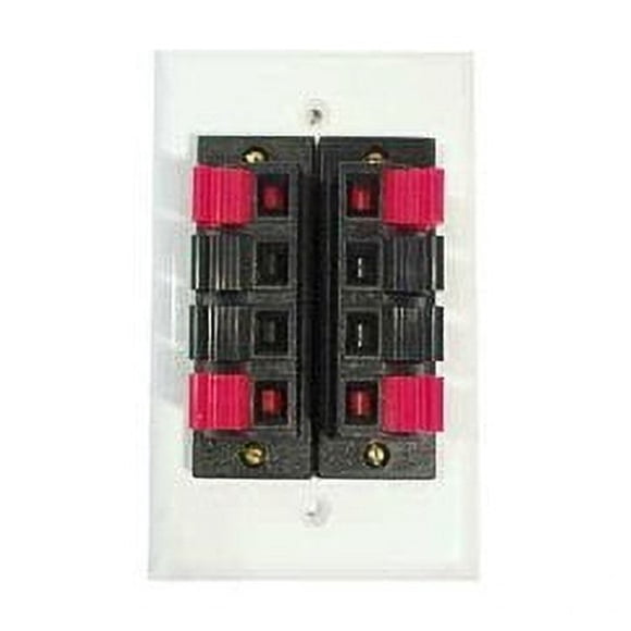 Speaker Wall Plate w/ Two 4-Position Terminals - White : 75-678