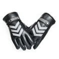 thumbnail image 1 of Winter PU Leather Motorcycle Gloves Waterproof Windproof Riding Gloves Reflective Strip Warm Motocross Work Gloves Black White ,Wide Use, 1 of 9
