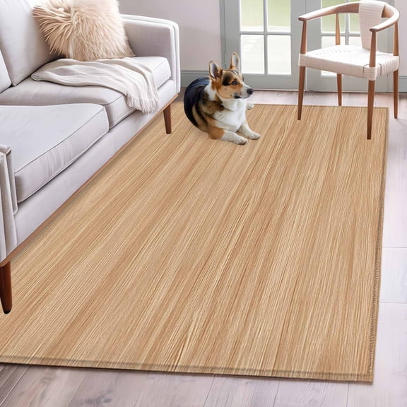 3'x5' Rug for Living Room Bedroom, Brown Wood Grain Washable Area Rugs Non-Slip Carpet Mats, Retro Western Farmhouse Wooden Board Indoor Low Pile Area Rug Runner for Kitchen, Mudroom