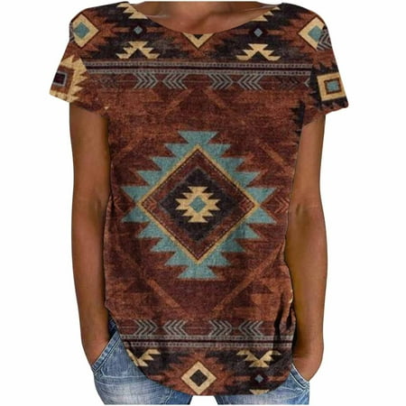 

Shirts for Women Shirts for Women Women Crewneck T Shirts Print Tees Short Sleeve T Shirt Blouse Tops Crop Top Crop Tops for Women on Clearance White Tank Tops Women Brown M