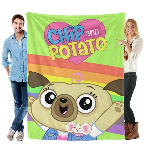 Chip and Potato-Anti-Pilling Flannel Blanket Soft Lightweight Plush Fuzzy Cozy Luxury Blanket for Home and Kitchen Use – Perfect for Kids and Adults