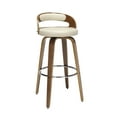 thumbnail image 3 of OFM 161 Collection Mid Century Modern 30" Low Back Bentwood Frame Swivel Seat Stool with Vinyl Back and Seat Cushion, in Walnut/Ivory (161-WV30C-IVY), 3 of 19
