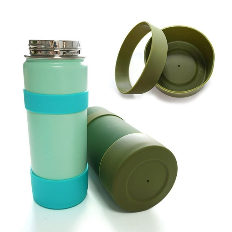 2pcs 7.5cm Diameter Silicone Bottle Protective Water Bottle Accessories  Anti-Slip Water Bottle Cover Boot for Bottle Bottom Sleeve GREEN LARGE 2PCS  