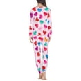 thumbnail image 3 of Renewold 2pcs Comfort Soft Walking Jogger Pajama Shirt Set Valentine's Day Daily Wear Loungewear Outfits Colorful Hearts Long Sleeve Tops & Long Sweatpants for Women Size 2XL, 3 of 4