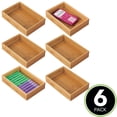 thumbnail image 2 of mDesign Stackable 9" Long Office Bamboo Drawer Organizer - 6 Pack, Natural Wood, 2 of 8