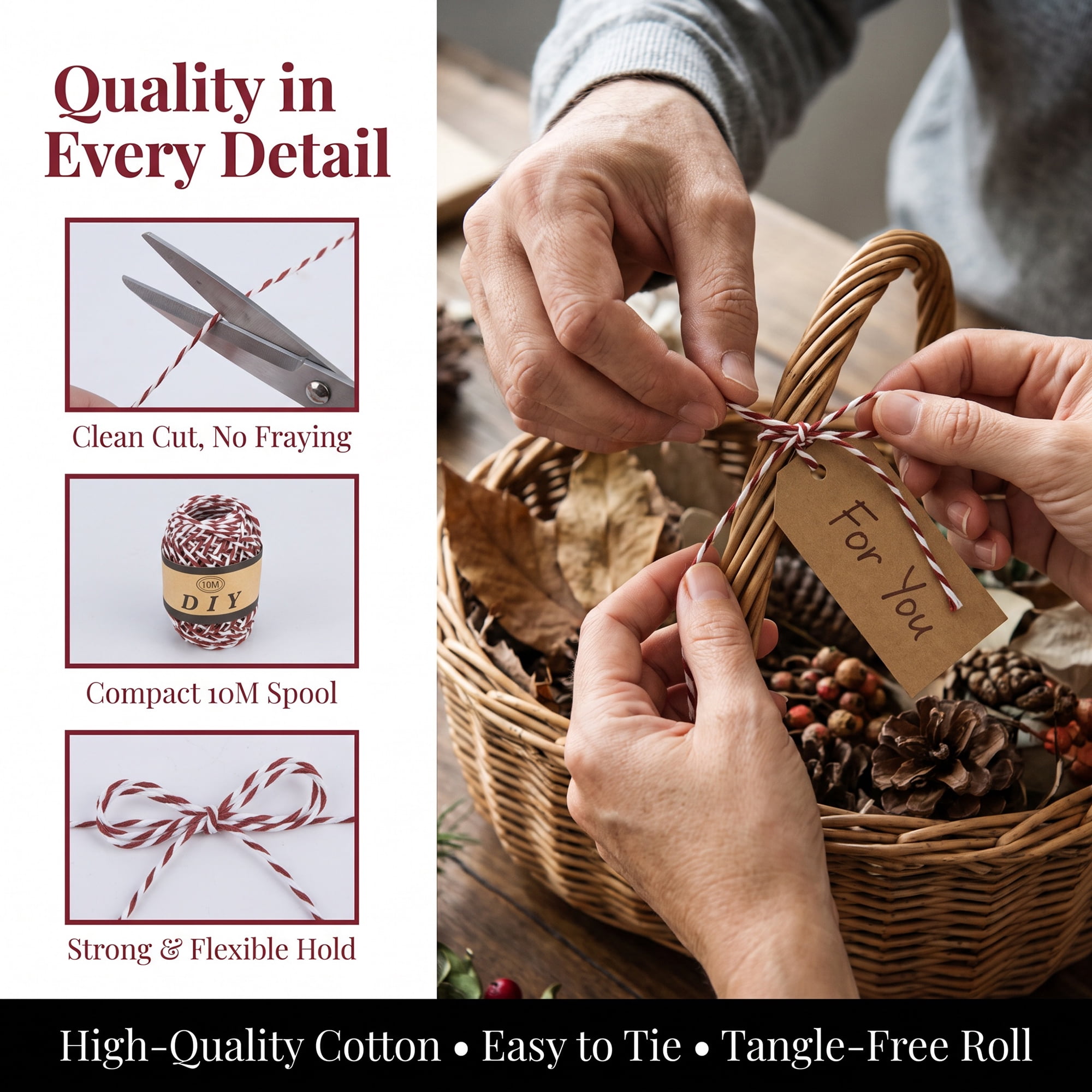 Unique Bargains Natural Jute Twine for Gift Wrapping and Crafting Uses Dark Red 10.9 Yard