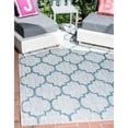 thumbnail image 1 of Unique Loom Trellis Collection Casual Moroccan Lattice Transitional Indoor and Outdoor Flatweave Area Rug, 4' x 6', Blue/Gray, 1 of 1