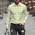 thumbnail image 2 of MELDVDIB Button Down Plaid Shirts for Men Long Sleeve Slim Transitional Weather Dress Shirt Travel Business Comfy Blouse Tops Beige L, 2 of 8
