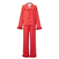 thumbnail image 3 of AIGUR Mommy and Me Matching Pajamas Long Sleeve Lapel Stripe Print Button Up Tops and Pants Set, 3 of 11