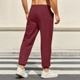 thumbnail image 7 of SYMOID Big & Tall Men’s Polyester Jogger Pants - Size 4XL Wine Color, Elastic Drawstring Waist, Cuffed Ankles, Quick-Drying Casual Athleisure Pants, 7 of 7