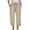 Khaki, variant on vigerkar Capri Pants for Women Casual 2025 Summer Drawstring Elastic High Waist Linen Pants Wide Leg Plus Size Capris Light Gray, XXL