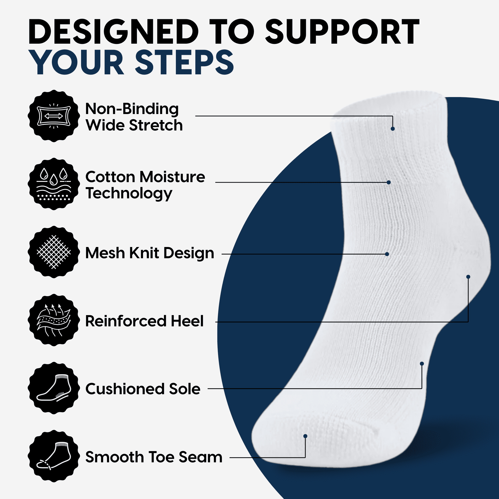 Araam Collection Diabetic Ankle Socks - Non-Binding Cotton Diabetic Socks for Men and Women - 12 pairs, Gray (Size 9-11)