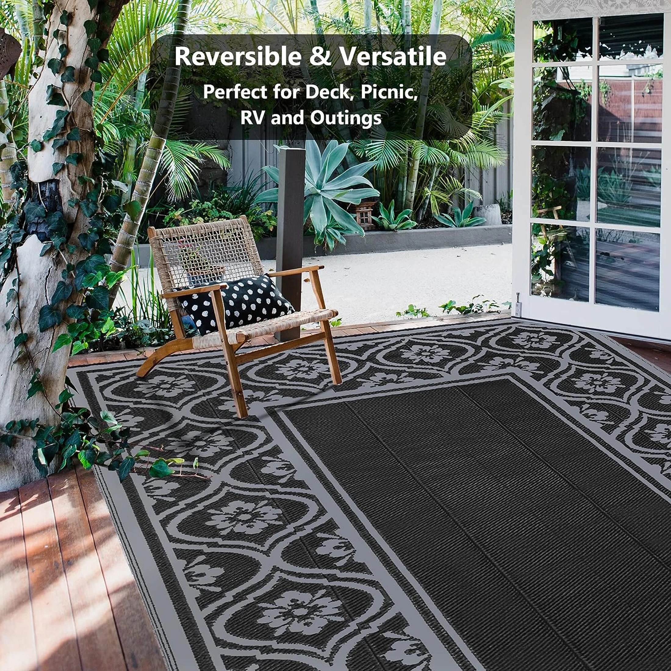 Hugear Waterproof Outdoor Rug 6x9 Ft Gray photo 5