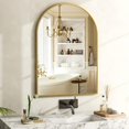thumbnail image 3 of Anyrose 26" x 38" Arch Bathroom Mirror Wall Mounted Vanity Mirror with Aluminum Alloy Frame, Gold, 3 of 7