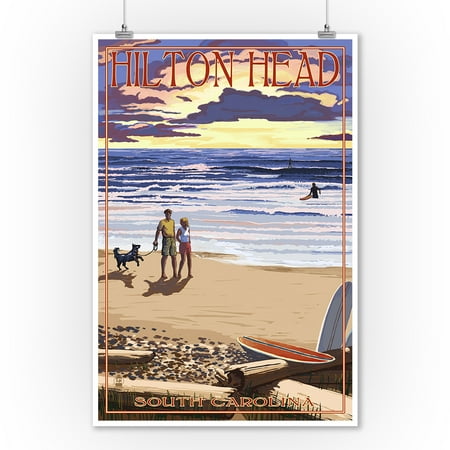 Hilton Head Wall Art Hilton Head, South Carolina - Beach & Sunset - Lantern Press Artwork (9x12 Art Print, Wall Decor Travel Poster) ()
