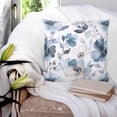 thumbnail image 3 of 14x14 Pillow Covers Set of 2, Blue Spring Floral Throw Pillow Covers Decorative Couch Cushion Case, Watercolor Summer Flowers Abstract Microfiber Square Pillowcases for Bedroom Car Living Room, 3 of 6