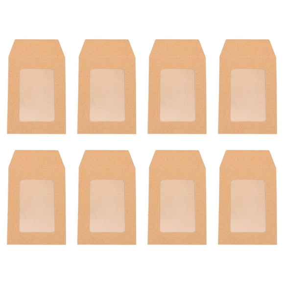 MasteelfCA 25pcs Window Check Envelopes Kraft Paper Envelopes with Clear Window and Seal for Printed Checks Invoices Business Document Storage Organizer 8* 6cm