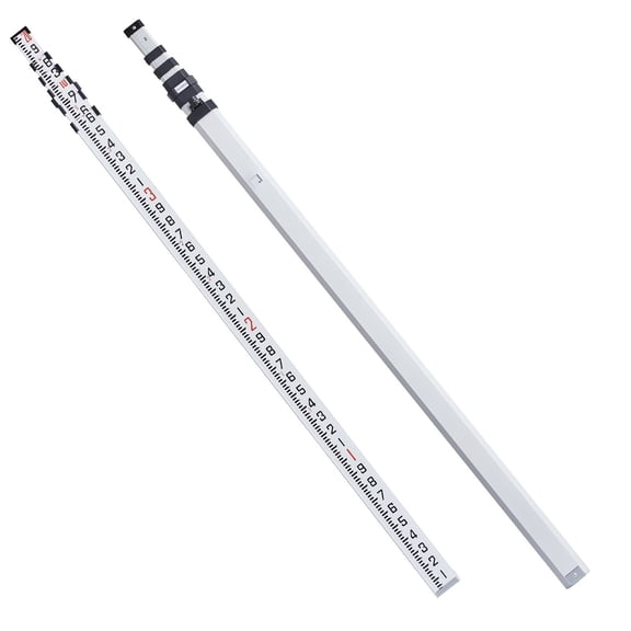 Aluminum Alloy Telescopic Leveling Rod 20 Feet 6 Sections Double Sided Scale 1/10ft with Bubble Level and Carrying Bag for Surveying Houses Walls Floor