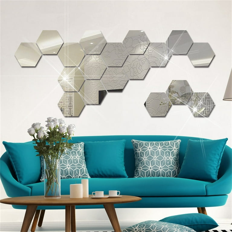 Self Adhesive Mirror Tiles DIY Wall Stickers Stick on Home Living