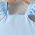 thumbnail image 6 of SGFCWSX Girls 2 Piece Outfits Ruffle Strap Peplum Top and Flare Pants Summer Casual Clothes Set Blue Size 5T, 6 of 8