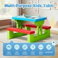 thumbnail image 2 of Ktaxon Outdoor Portable Kids Picnic Table with Umbrella, PP Children Bench Set, Easy Store Child Seating Set for Indoor Outdoor, Red & Blue & Green, 2 of 9
