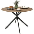 thumbnail image 1 of 47" Round Dining Table for 4 Kitchen Table with Steel Legs Brown and Black, 1 of 10