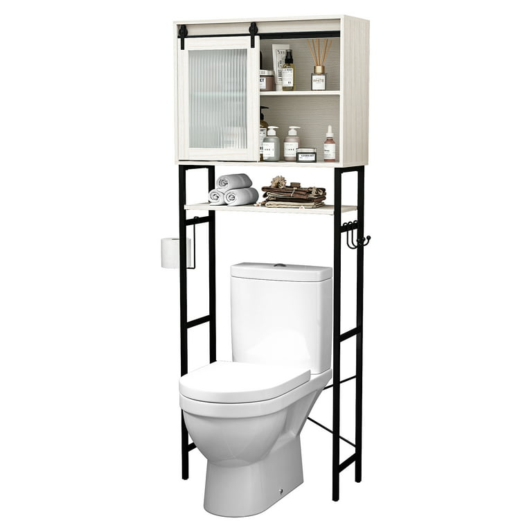 HLR Bathroom Storage Cabinet Over Toilet with Gold Trim, Black Storage Shelf,9 inchd x 24.8 inchw x 65.87 inchh